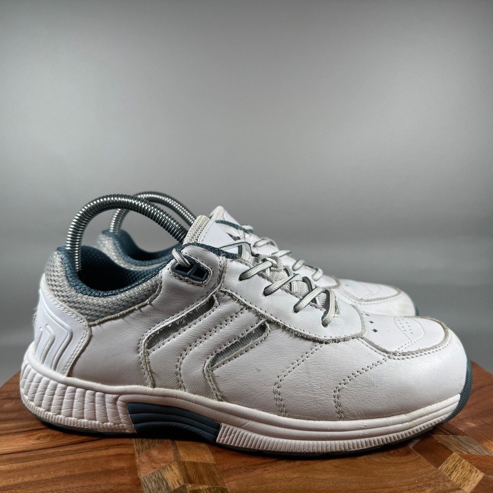OrthoFeet 940 Womens 8.5 Wide White Leather Orthopedic Walking Shoes Sneakers
